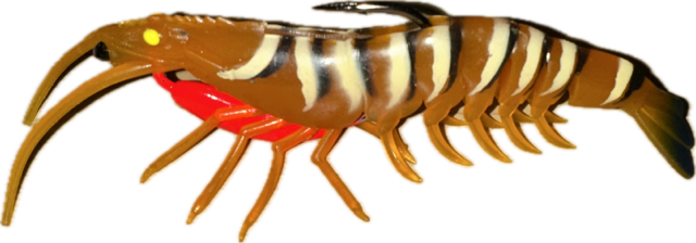 SHADS 6 INCH FUZ PRAWN PRE RIGGED MUDDY TIGER PRAWN 5/0