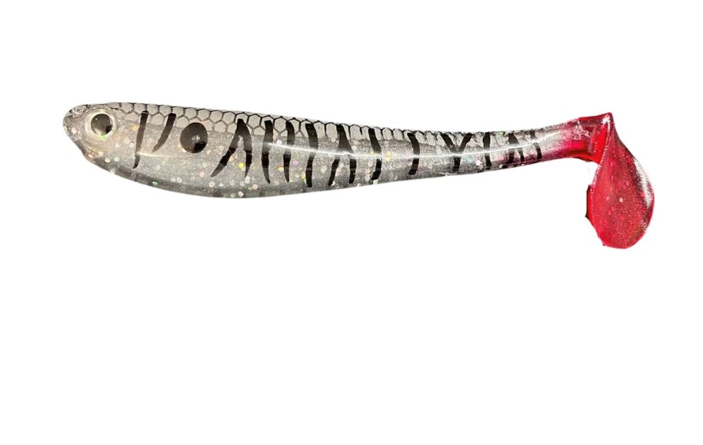 7 INCH HOLLOW SHAD STRIPEY SHAD RED TAIL